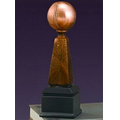 Blazing Baseball Award. 10-1/2"h x 3-1/2"w x 3-1/2"d. Copper Finish Resin.